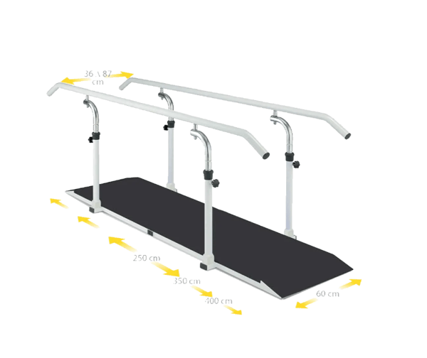 Parallèles avec plateforme et mains courantes tournantes